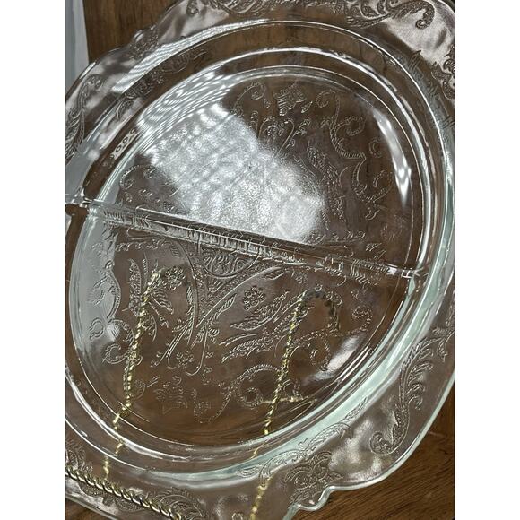 Vintage Clear Depression Glass Divided Plate Madrid Square 10" Serving Dish - Picture 4 of 4